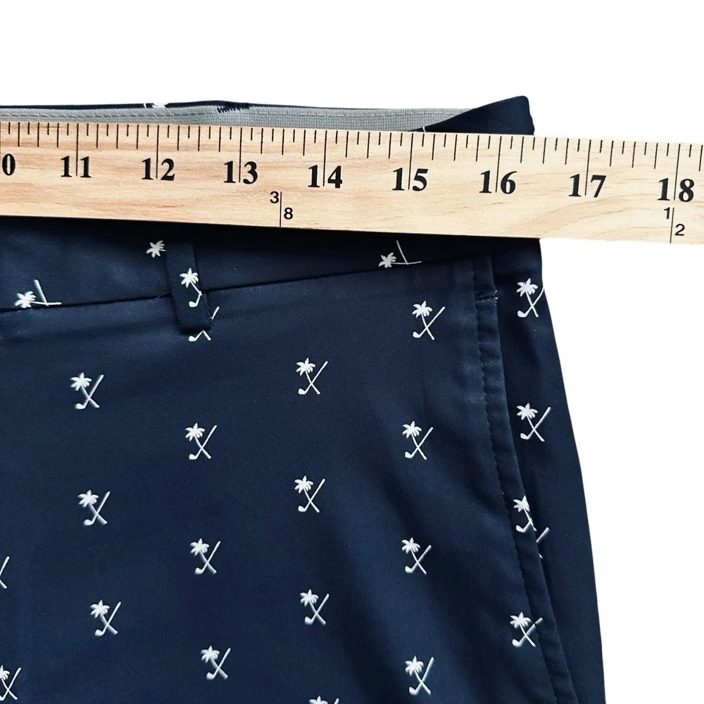 Preppy Walter Hagen 11 Golf Shorts 34 Navy Palm Tree Embroidered Performance